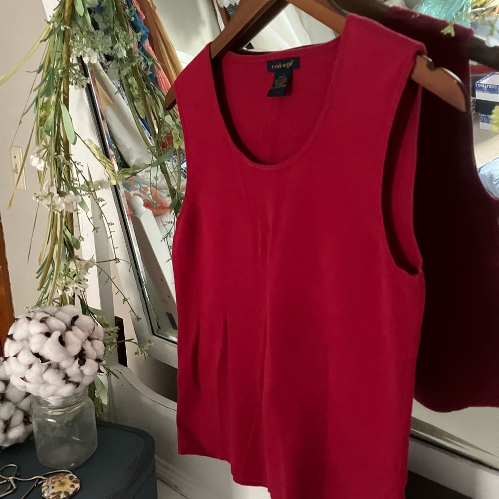 100% Cotton Sleeveless Knit Tank Top Christmas Red